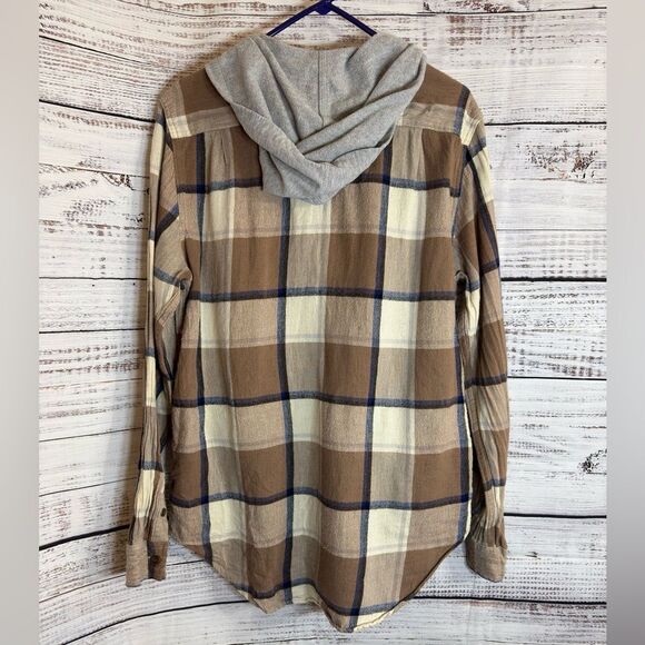 Modern Amusement shirt Womens Sz L Hoodie jacket flannel plaid button up Cotton - Picture 4 of 13